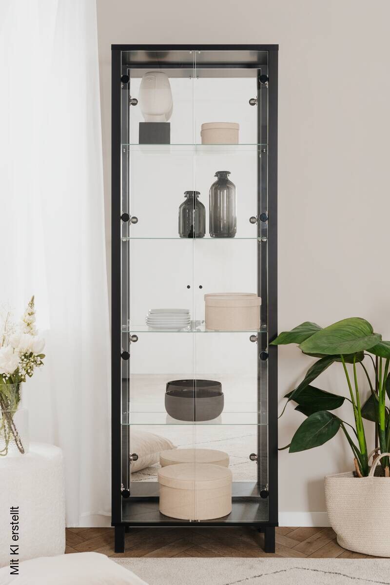 Vitrine Albi schwarz B/H/T: ca. 62x189x33 cm