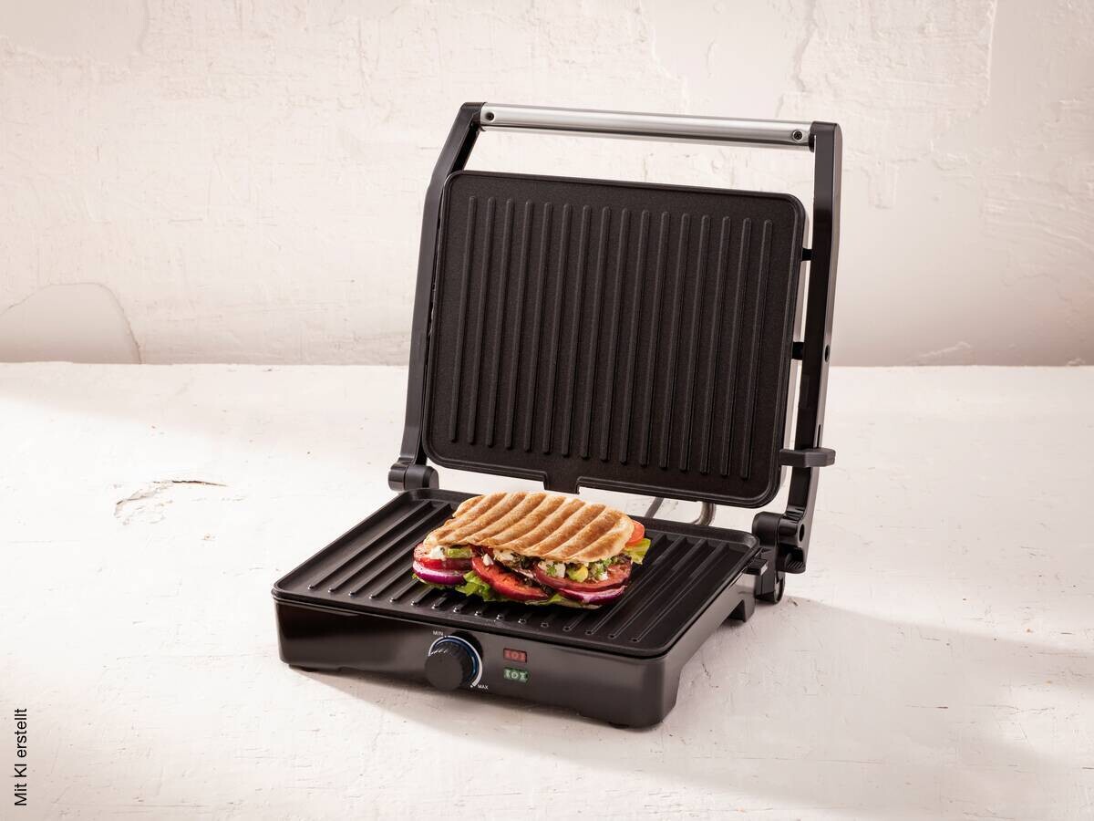 BERGNER Kontaktgrill silber B/H/L: ca. 15x37x38 cm
