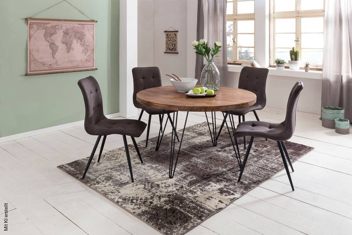 Esstisch natur schwarz matt H/D: ca. 78x120 cm
