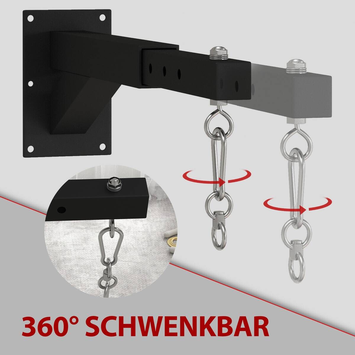 SPORTNOW Boxsack Wandhalterung schwarz Stahl B/H/L: ca. 12x20x65 cm