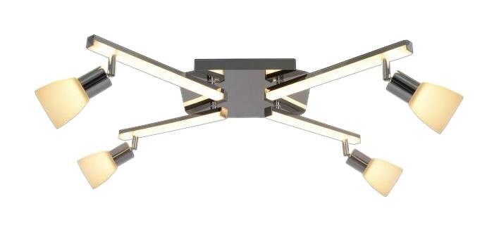 Näve Leuchten LED Deckenleuchte NV1233442 Chrom Metall Kunststoff Glas B/H/L: ca. 68x22x25 cm 4 Brennstellen
