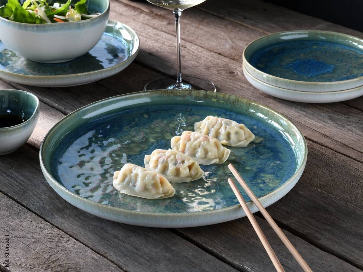 CreaTable Tafelservice Yuki grün Steinzeug 12 tlg.