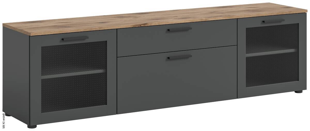 TV-Lowboard Niklas anthrazit Eiche Nox Oak Nachbildung B/H/T: ca. 185x52x40 cm