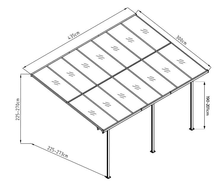Westmann Terrassenüberdachung Bruce grau Aluminium B/H/T: ca. 434x269x300 cm
