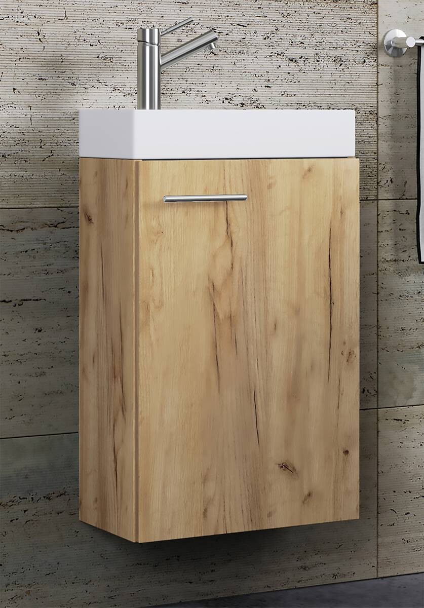 Waschplatz Slito Eiche Honig Nachbildung weiß B/H/T: ca. 41x68x22 cm