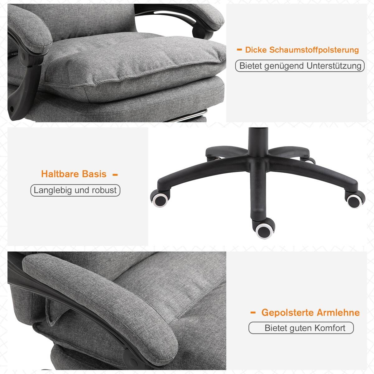 Vinsetto Massagestuhl MH921-232GY grau Schaumstoff Nylon B/H/T: ca. 70x130x62 cm