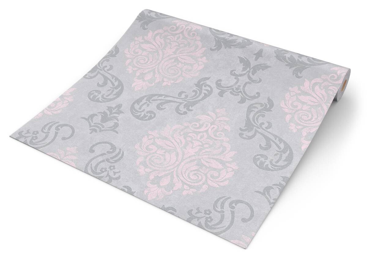 Vliestapete Ornament grau rosa B/L: ca. 53x1005 cm