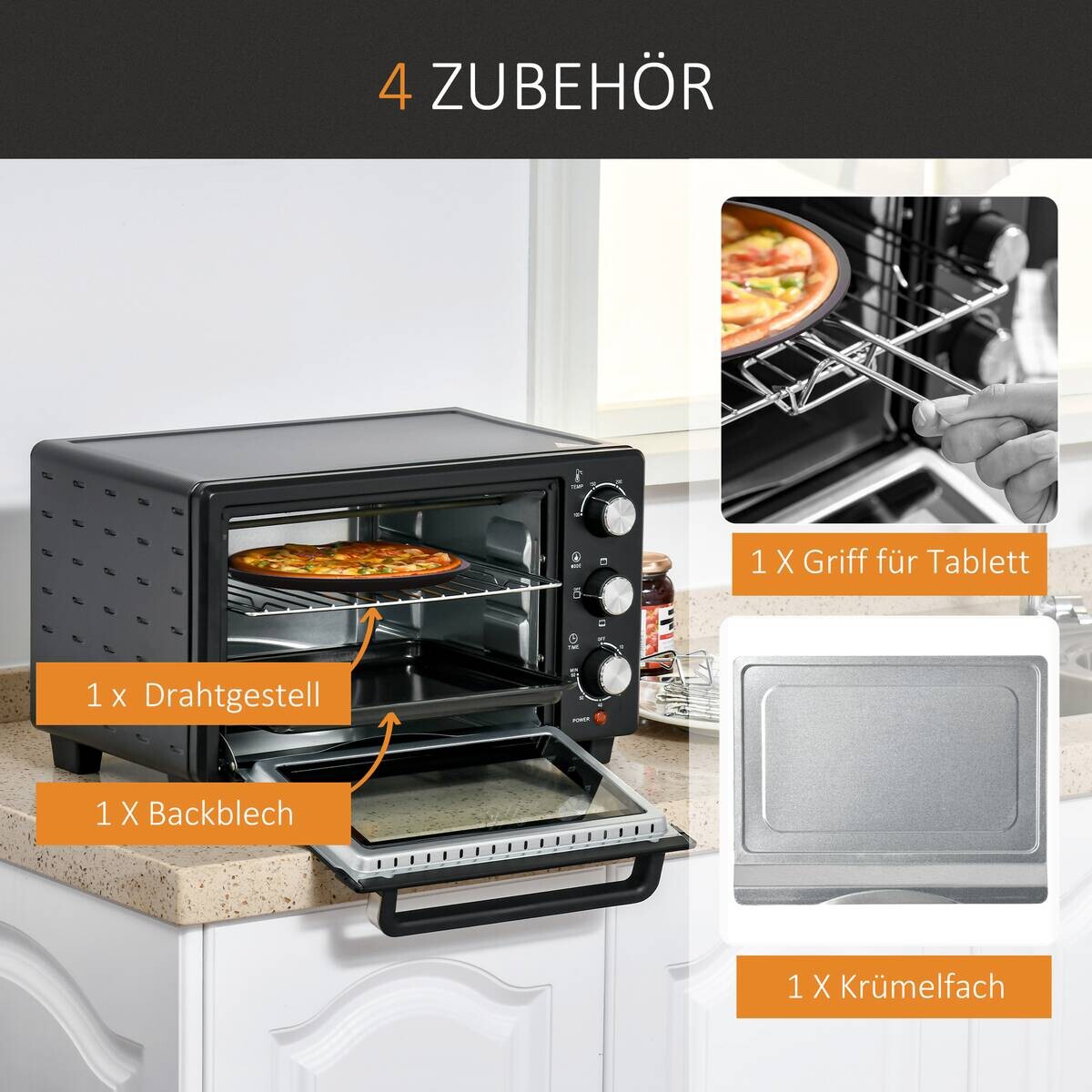 HOMCOM Küchengerät 800-085V90 schwarz Polypropylen B/H/L: ca. 38,5x46x29 cm