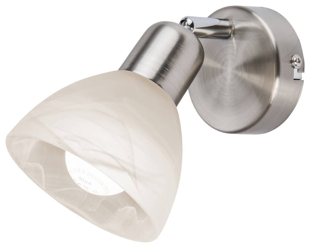 Nowa Spot 81890101 warmweiß nickel matt Metall Glas H/D: ca. 12x11,5 cm E14 1 Brennstellen