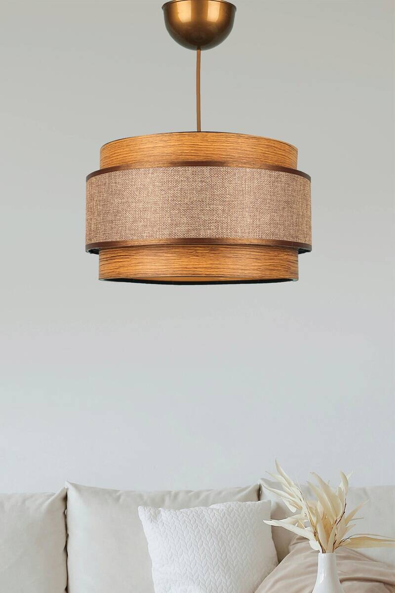 Opviq Pendelleuchte braun Kunststoff Stoff B/T/L: ca. 28x28x28 cm E27 1 Brennstellen