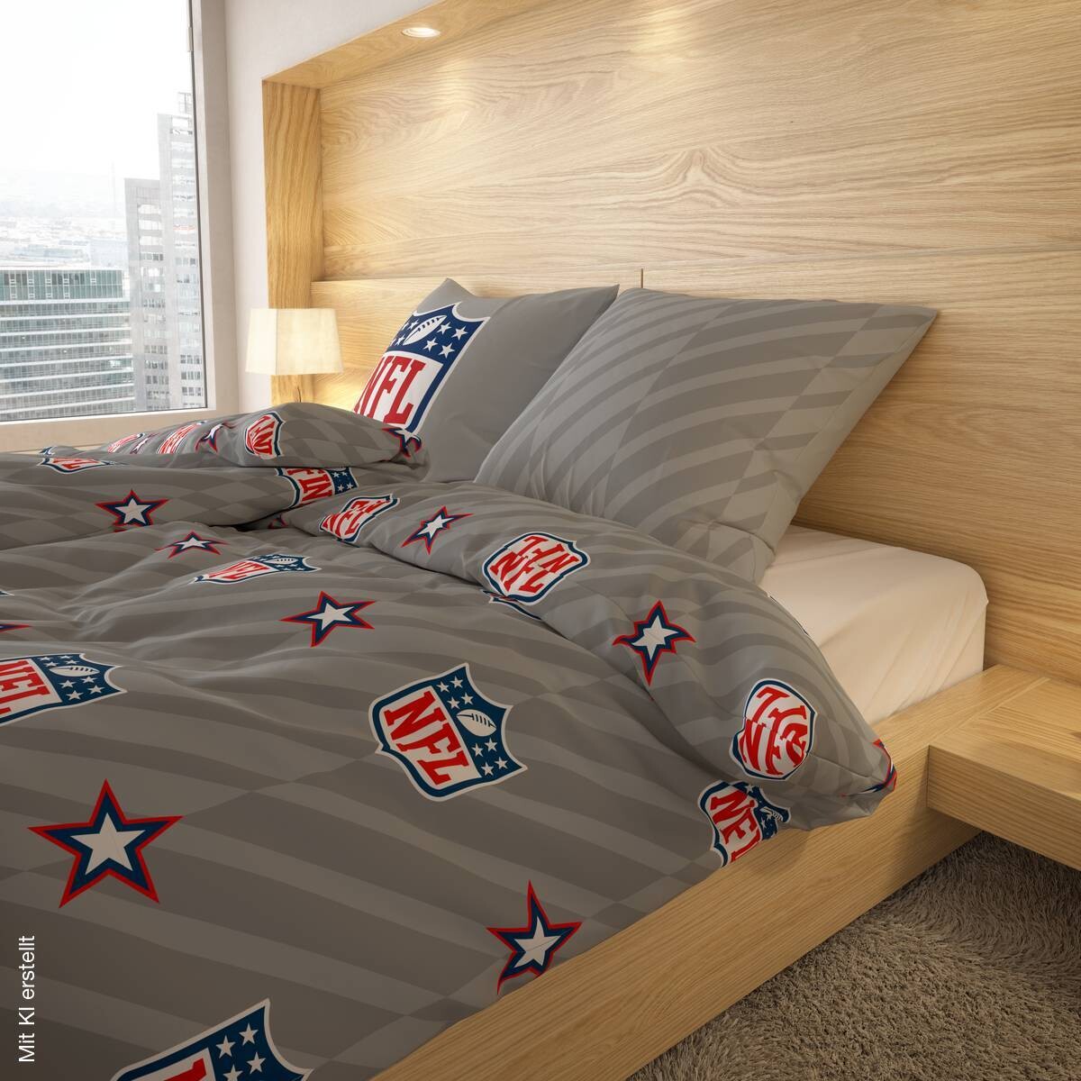 Microfaser Bettwäsche NFL grau Polyester B/L: ca. 135x200 cm