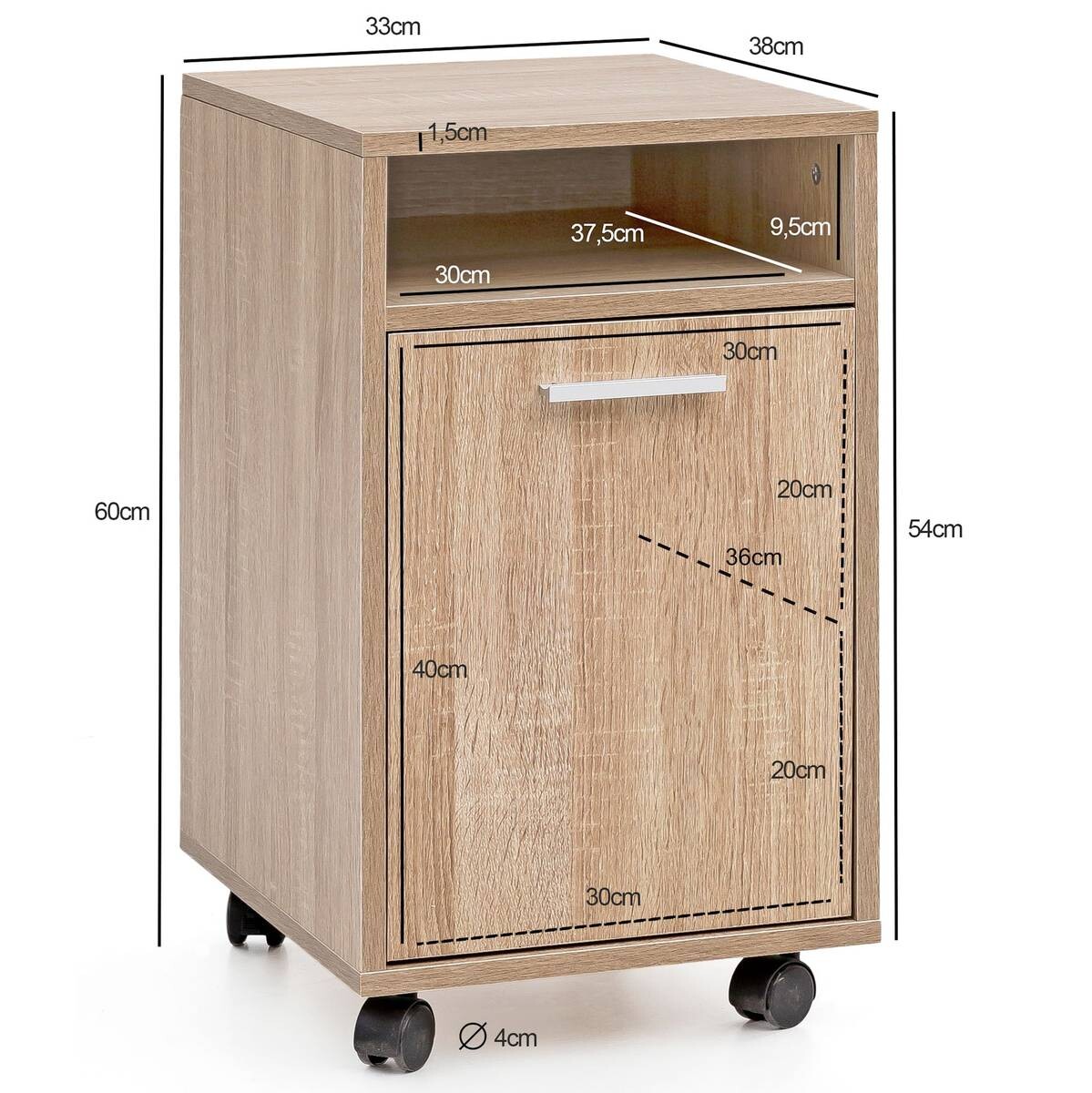 Rollcontainer braun Spanplatte B/H/T: ca. 33x60x38 cm