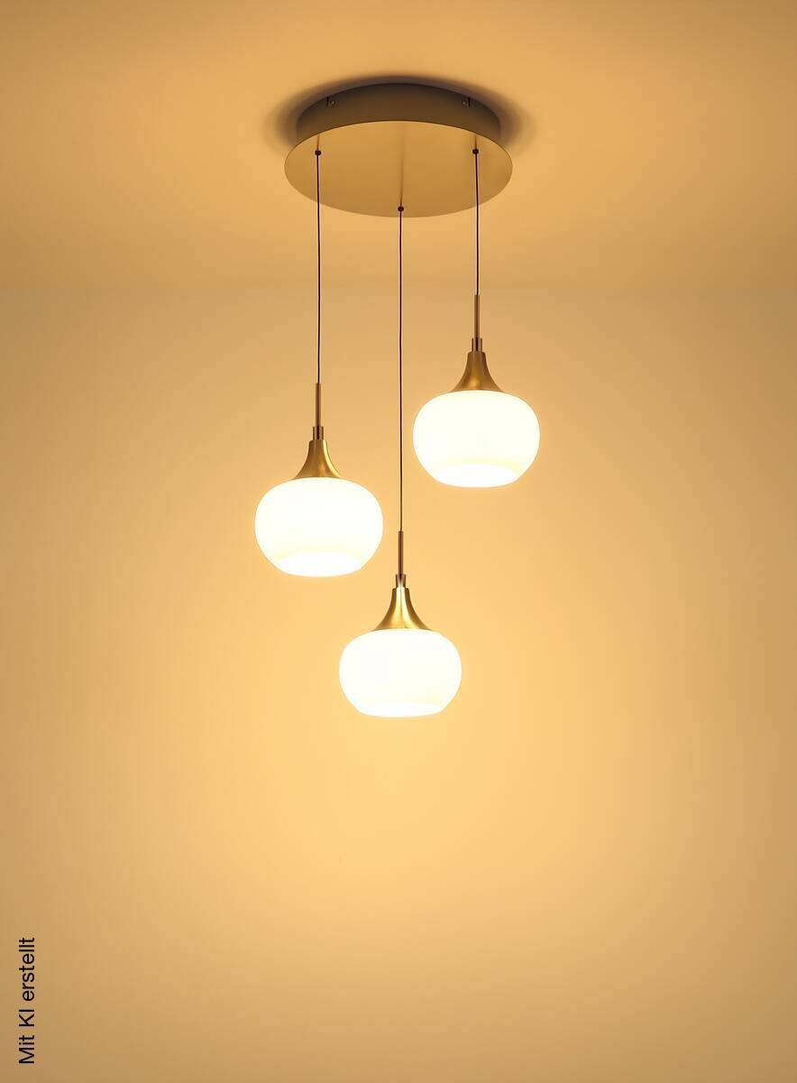 GLOBO LED-Pendelleuchte Opal nickel Metall Glas H/T: ca. 150x37 cm 1 Brennstellen