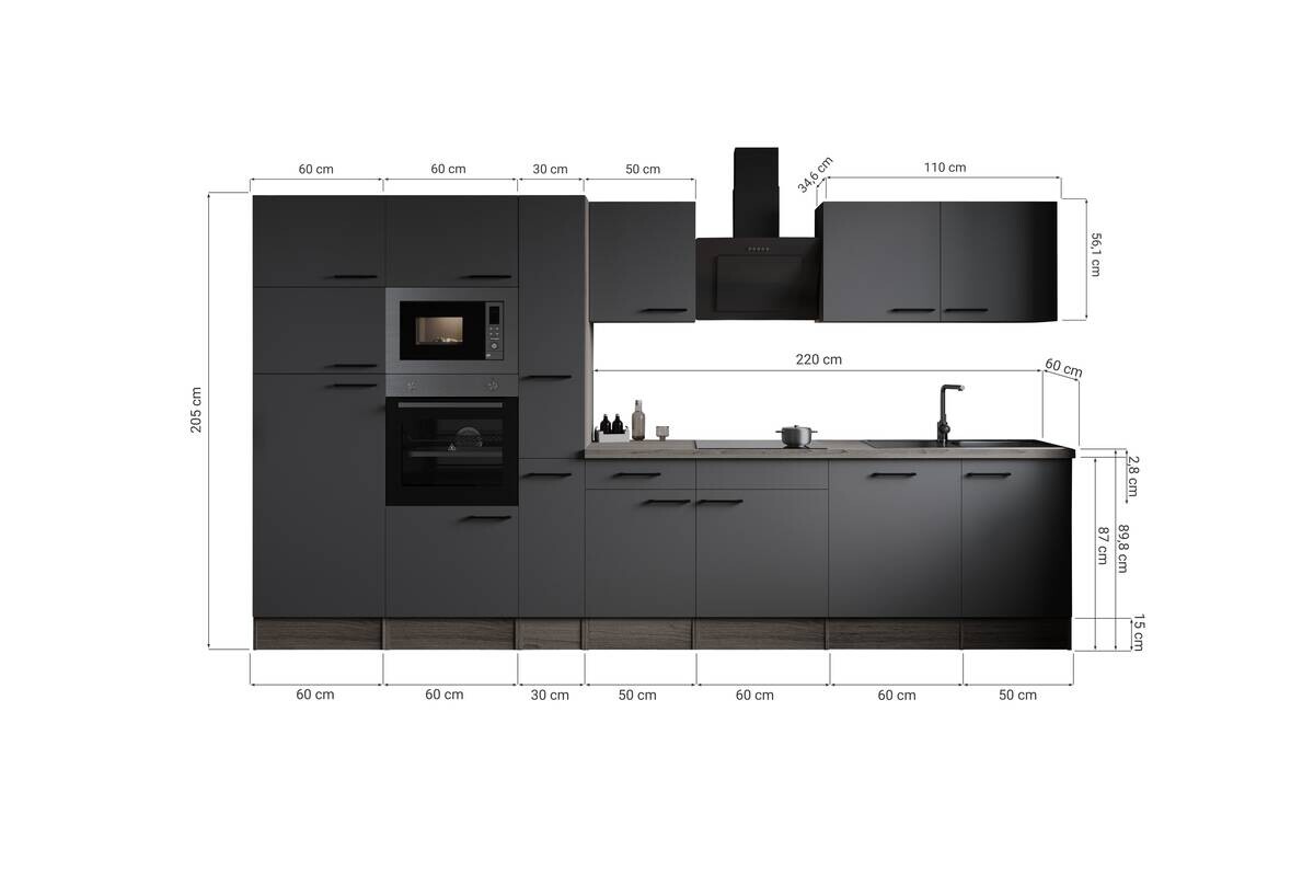 Küchenblock Oliver B/H/T: ca. 370x205x60 cm