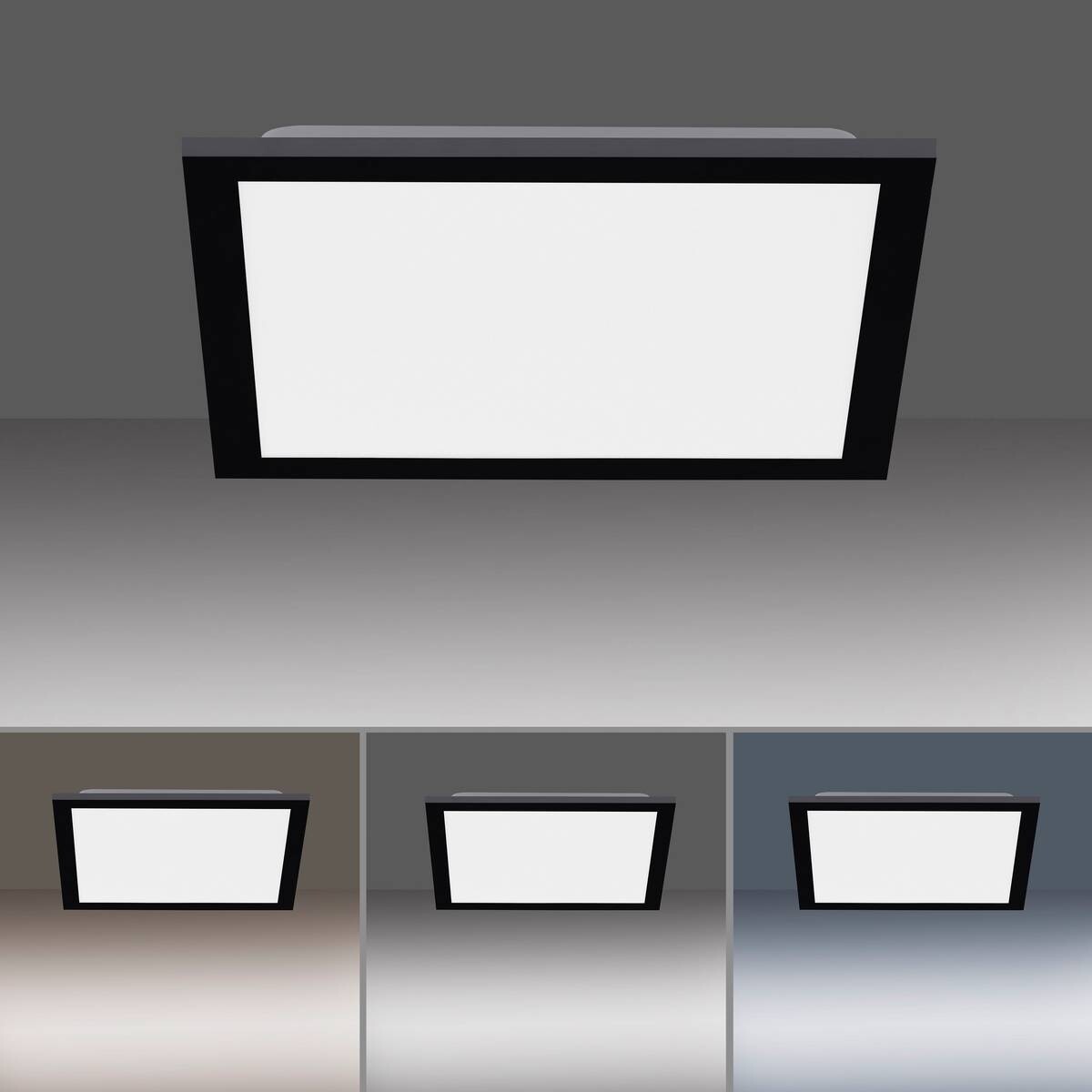 Just Light LED-Deckenpanel FLAT 14754-18 weiß schwarz Metall Kunststoff B/H/T: ca. 29,5x6,5x29,5 cm 1 Brennstellen