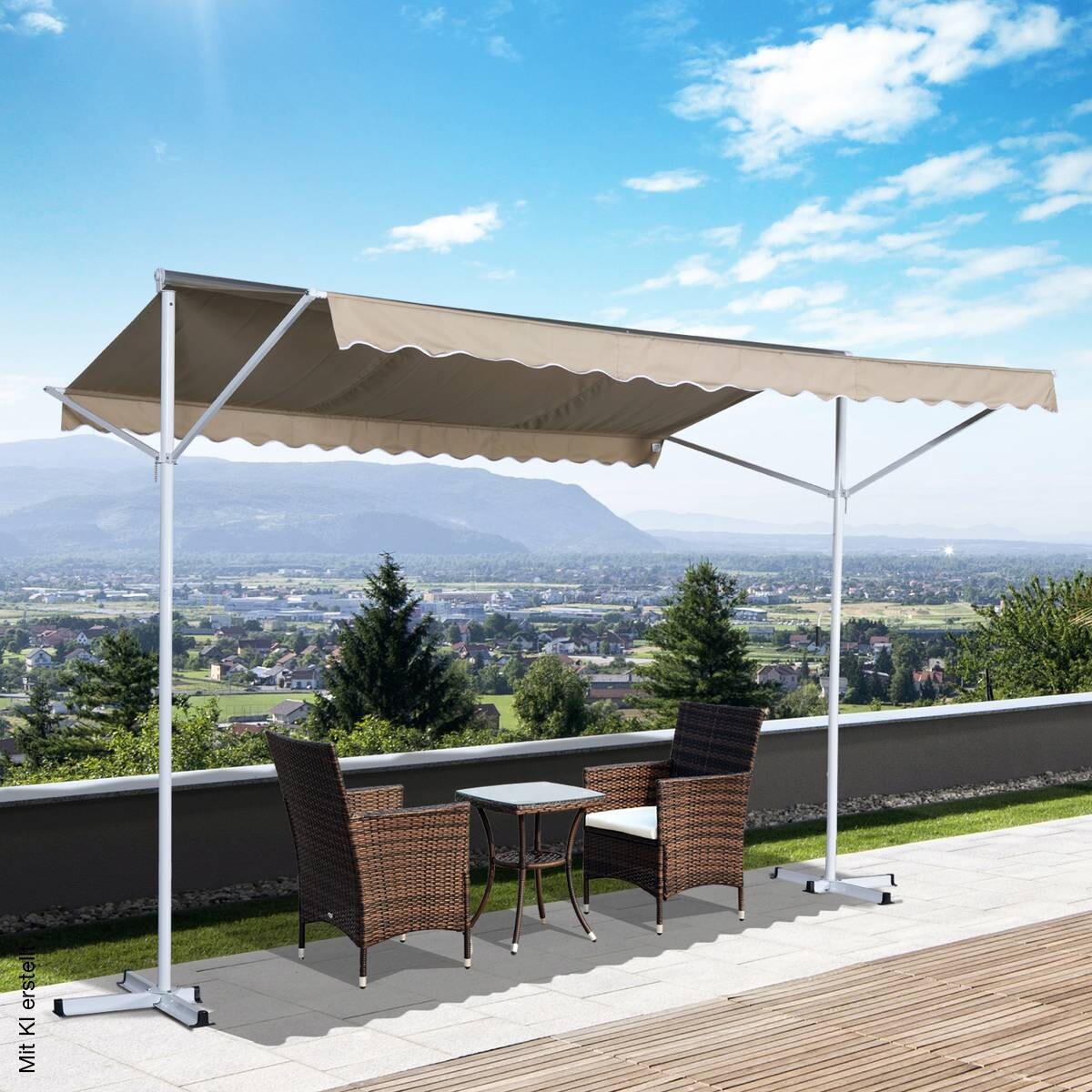 Outsunny Standmarkise creme Polyester-Mischgewebe B/H/L: ca. 294x250x295 cm