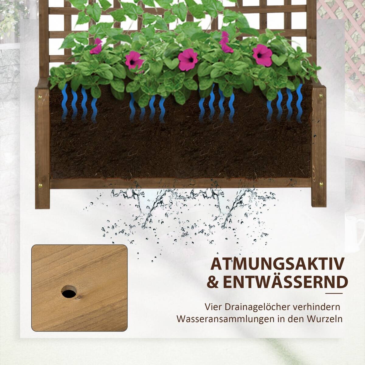 Outsunny Hochbeet kaffee Holz B/H/L: ca. 45x183x90 cm