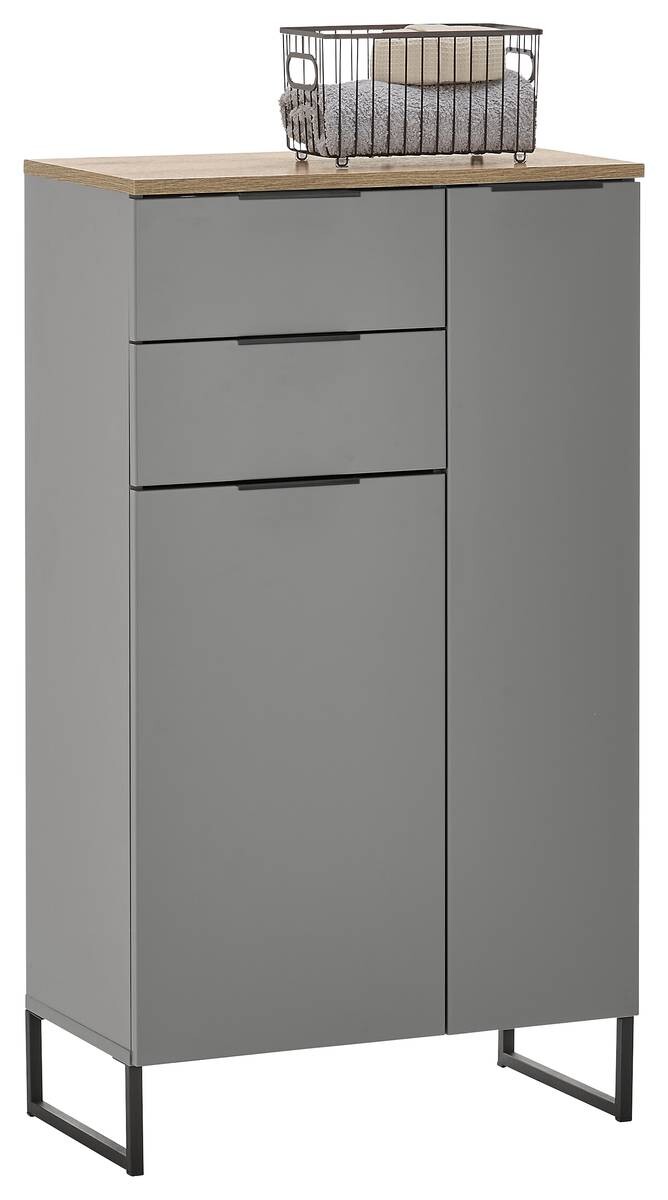 Midischrank Denver grau matt Eiche Evoke Coast Nachbildung B/H/T: ca. 60x106x32 cm