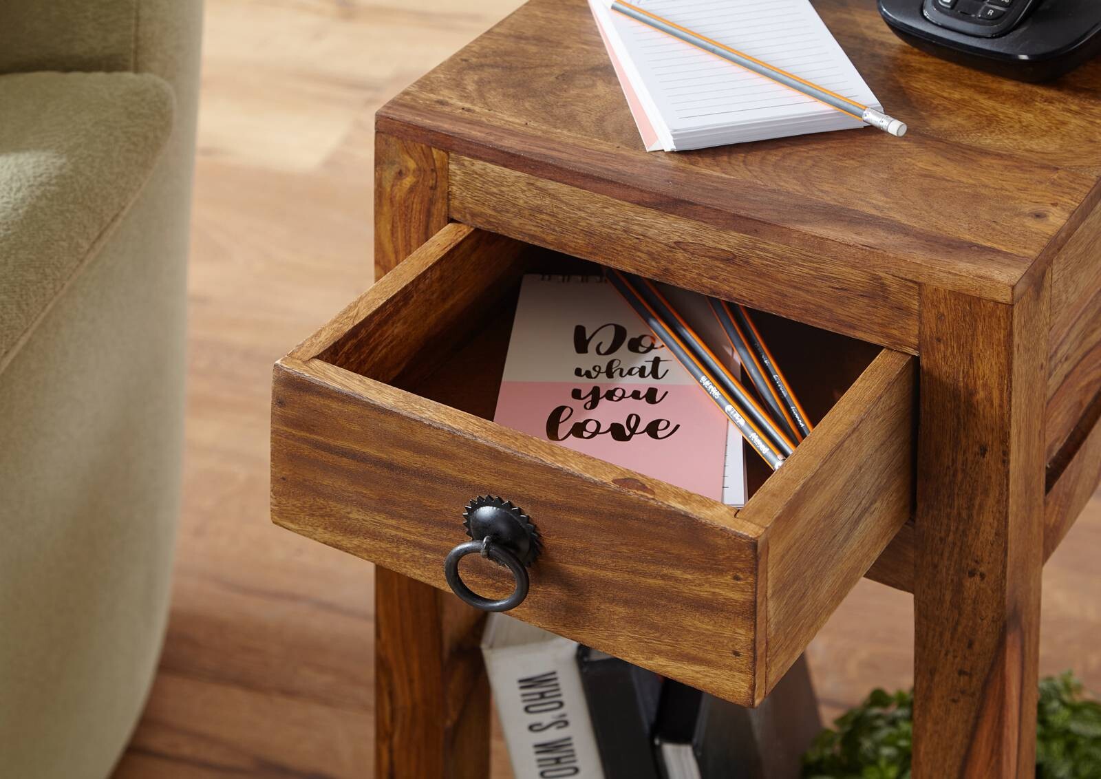 Telefontisch natur Echtholz B/H/T: ca. 30x68x30 cm