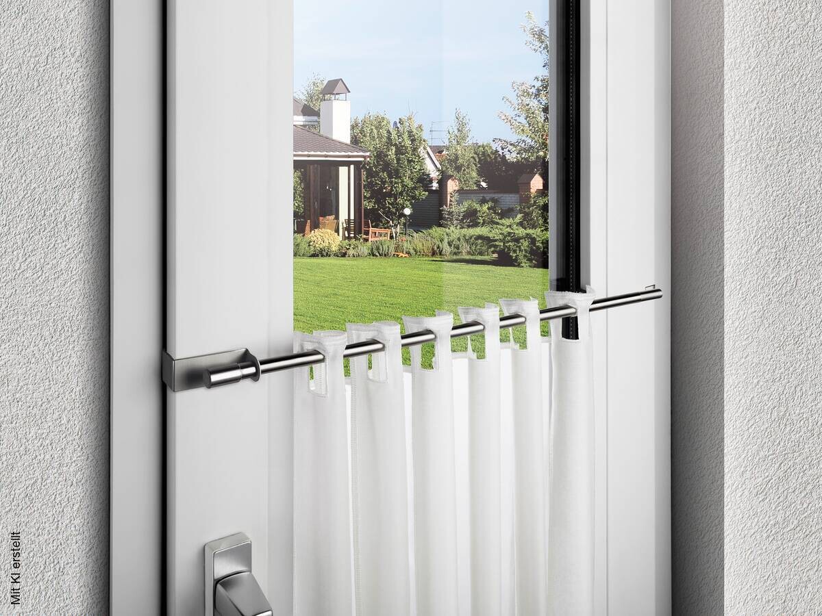 ondeco Vitragenstange clip Edelstahloptik Metall ausziehbar von ca. 75 bis 125 cm 1.0 Läufe