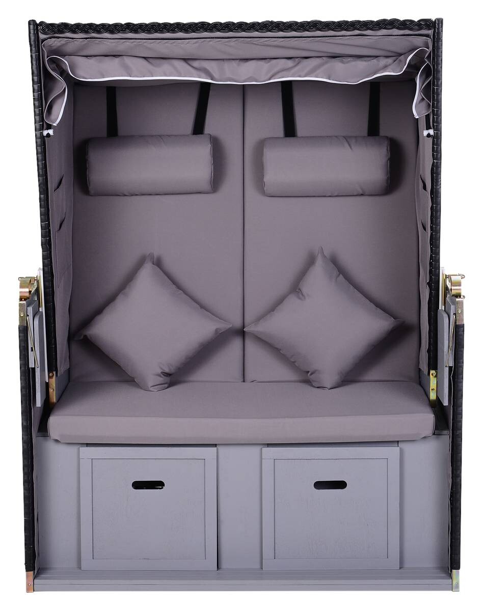 Outsunny Strandkorb grau Metall B/H/T: ca. 118x150x79 cm