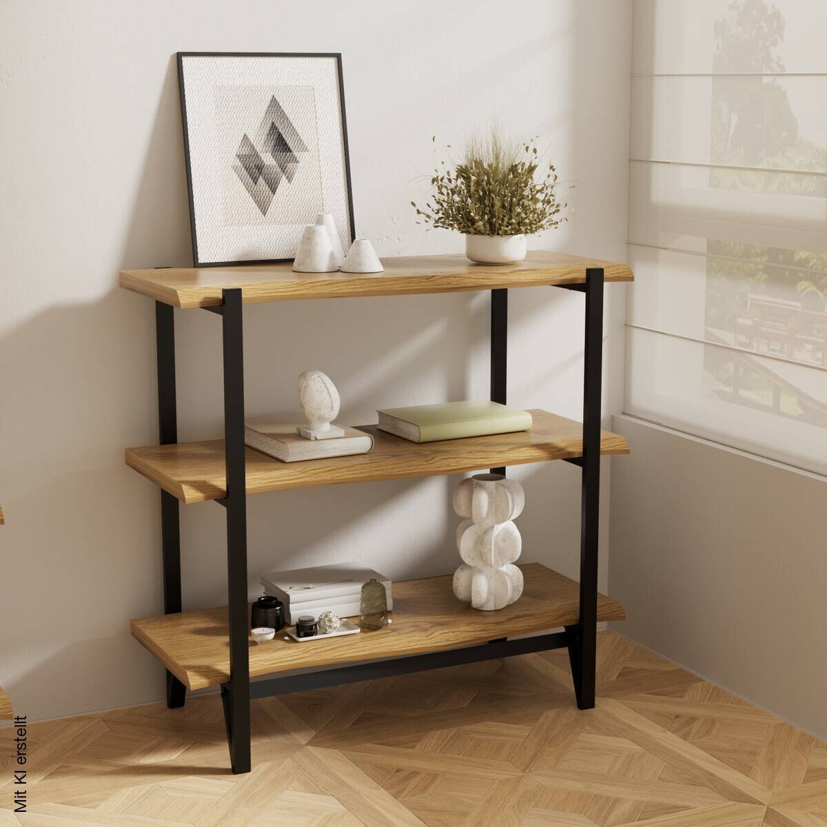 Regal Alicia Eiche Nachbildung schwarz B/H/T: ca. 90x85x38 cm