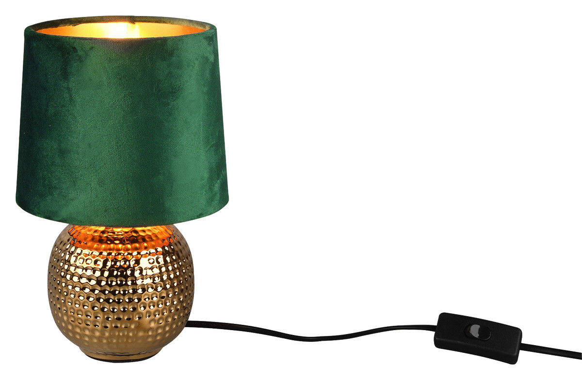 Reality Tischleuchte Sophia grün gold Keramik Samt H/D: ca. 26x16 cm E14 1 Brennstellen