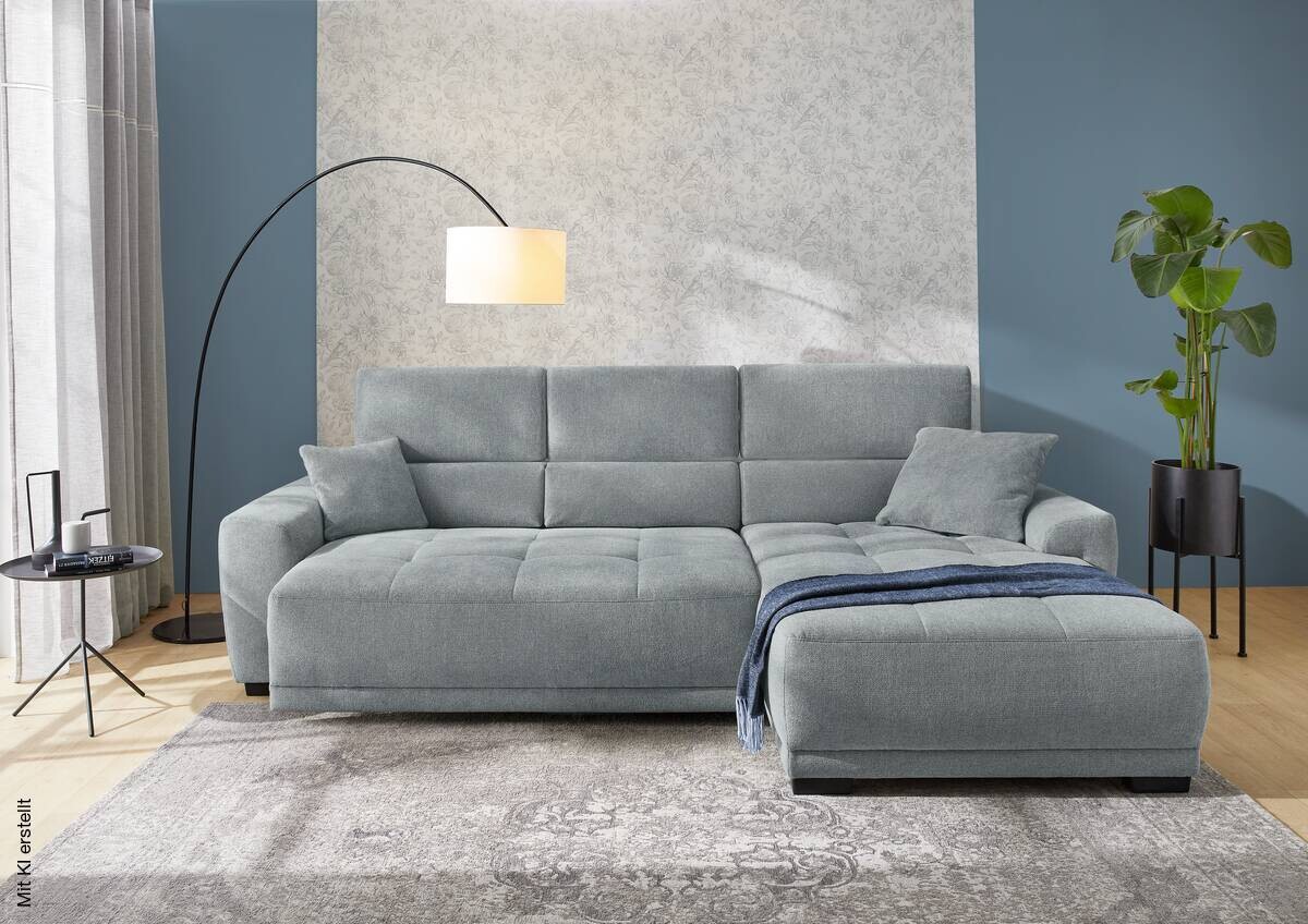 Ecksofa mit elektrischer Sitztiefenverstellung grau Microfaser B/H/T: ca. 296x105x200 cm