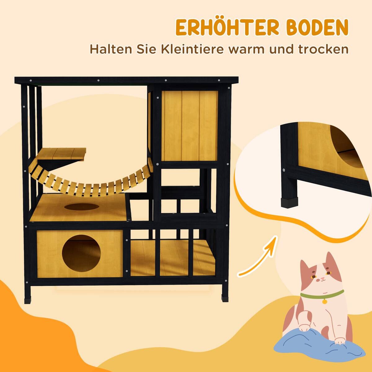 PawHut Katzen-Zubehör schwarz Polypropylen B/H/L: ca. 60x84,5x88 cm