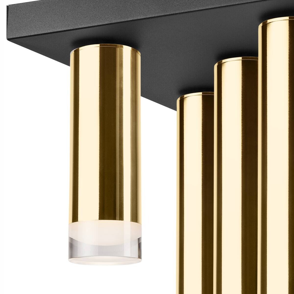 Lamkur Deckenleuchte schwarz gold Stahl B/H/L: ca. 30x31,5x30 cm E27 5 Brennstellen