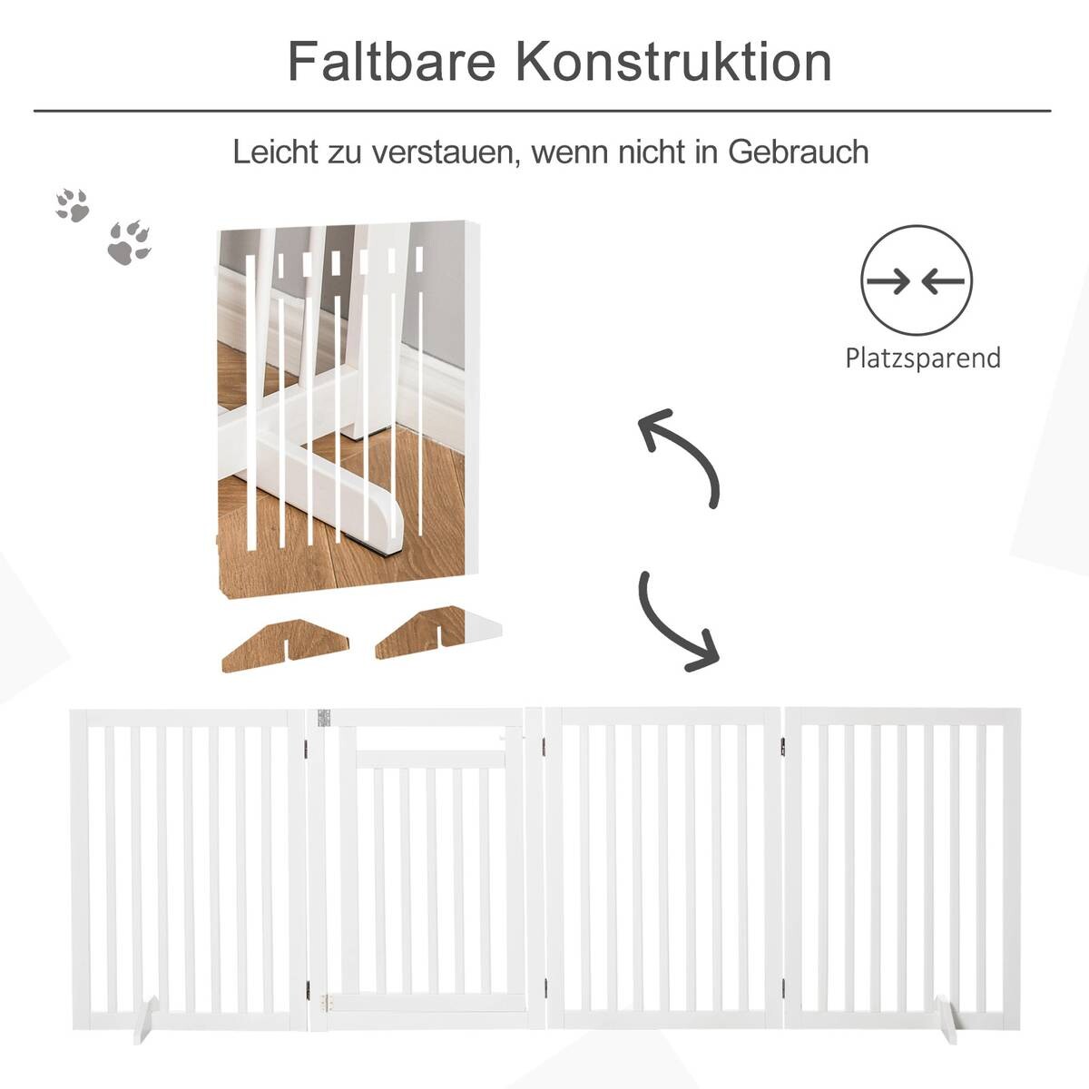 PawHut Absperrgitter weiß MDF B/H/L: ca. 1,8x81x240 cm