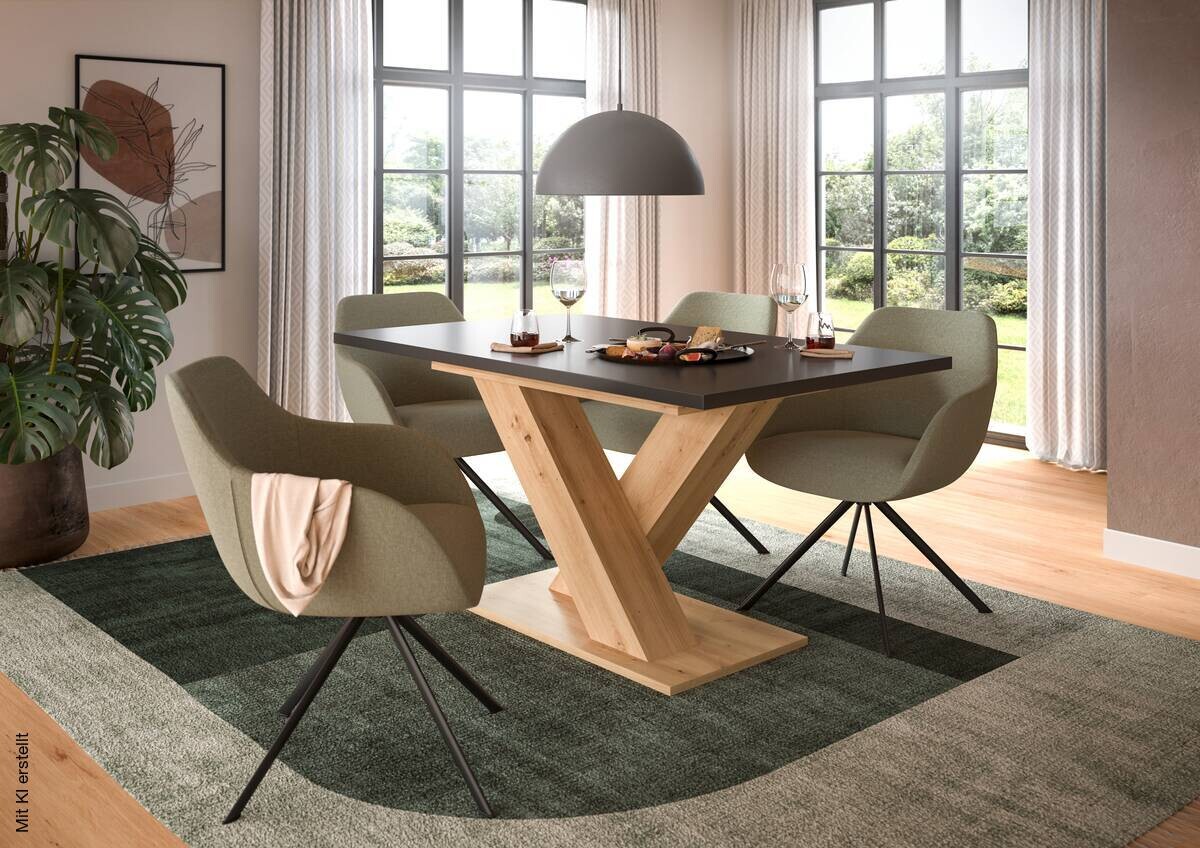 Esstisch MOTION grau Artisan Nachbildung B/H/T: ca. 150x76x90 cm