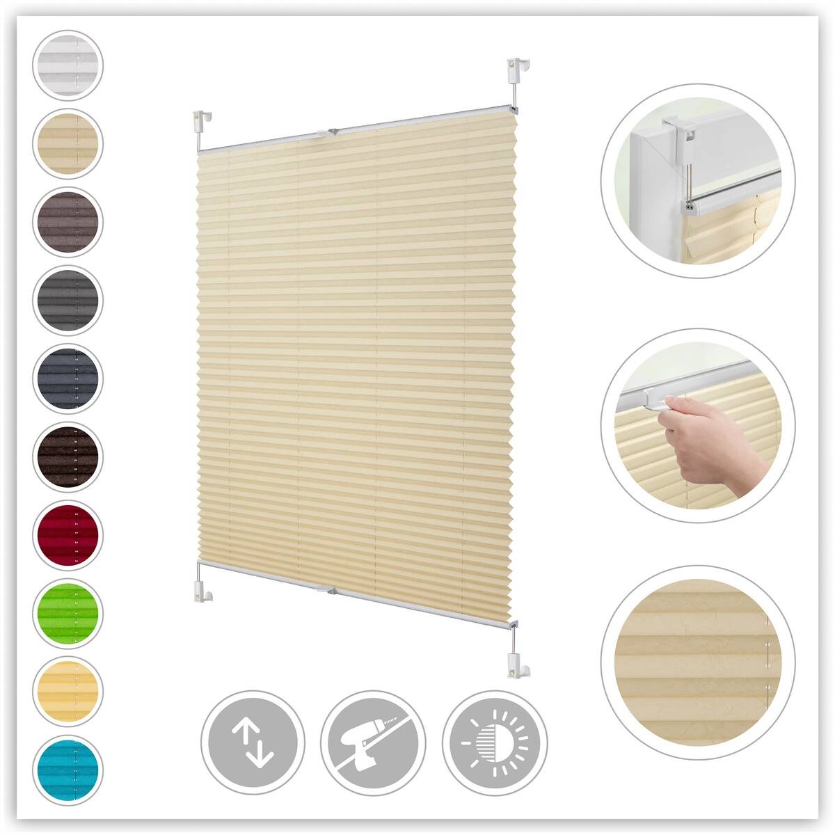 LICHTBLICK Spannplissee creme B/L: ca. 45x130 cm