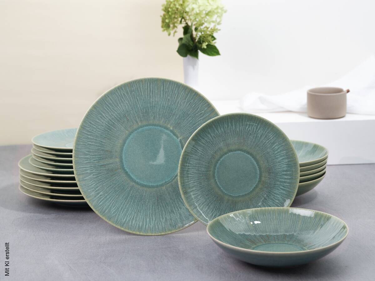CreaTable Tafelservice Sea Breeze grün Steinzeug 18 tlg.