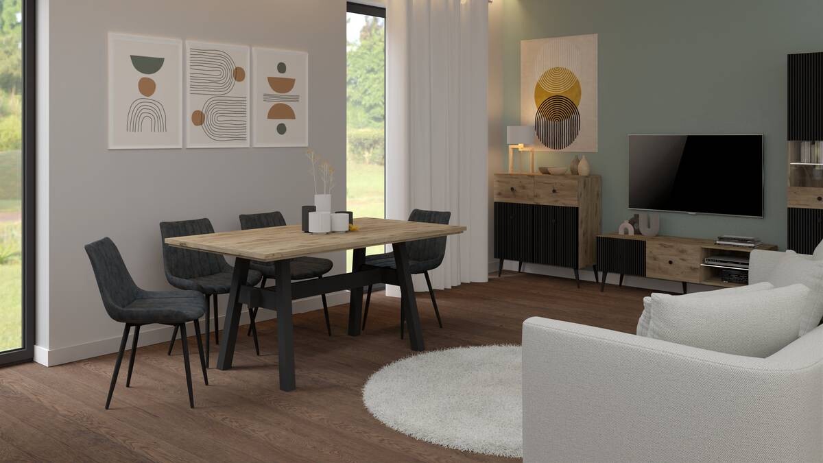 Esstisch Portofino natur schwarz B/H/T: ca. 160x76x90 cm