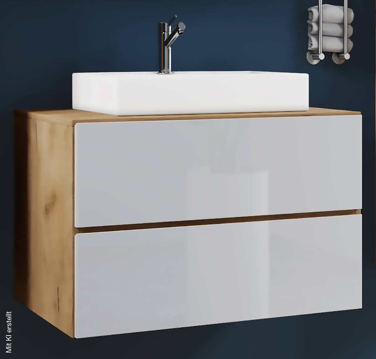 Badblock 2tlg-Lendas weiß Eiche Honig Nachbildung weiß B/H/T: ca. 80x52x52 cm