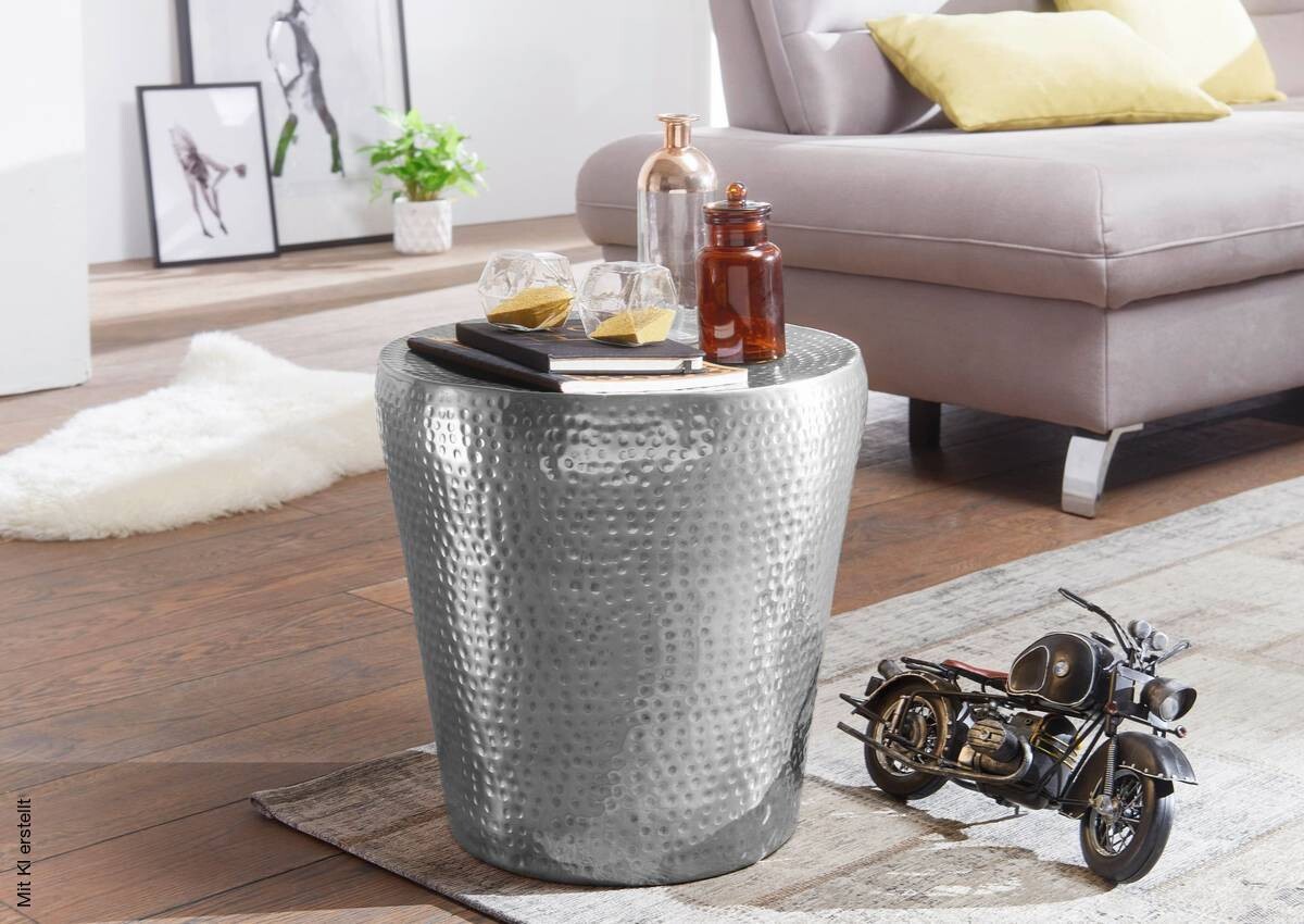 Beistelltisch silber Aluminium B/H/T: ca. 41x41x41 cm
