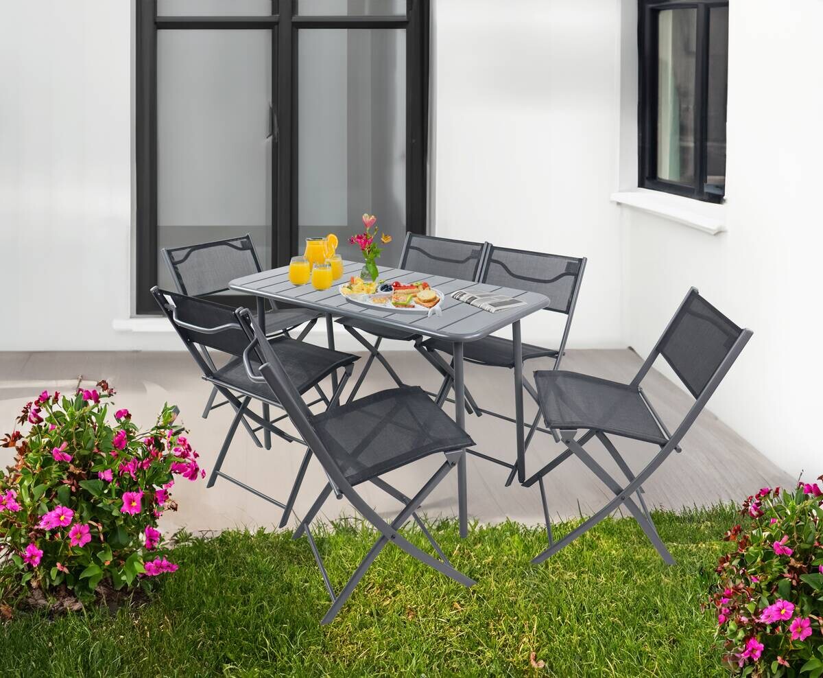 VCM Gartenstuhl 6er Set Sumila schwarz Metall B/H/L: ca. 45x79x46 cm