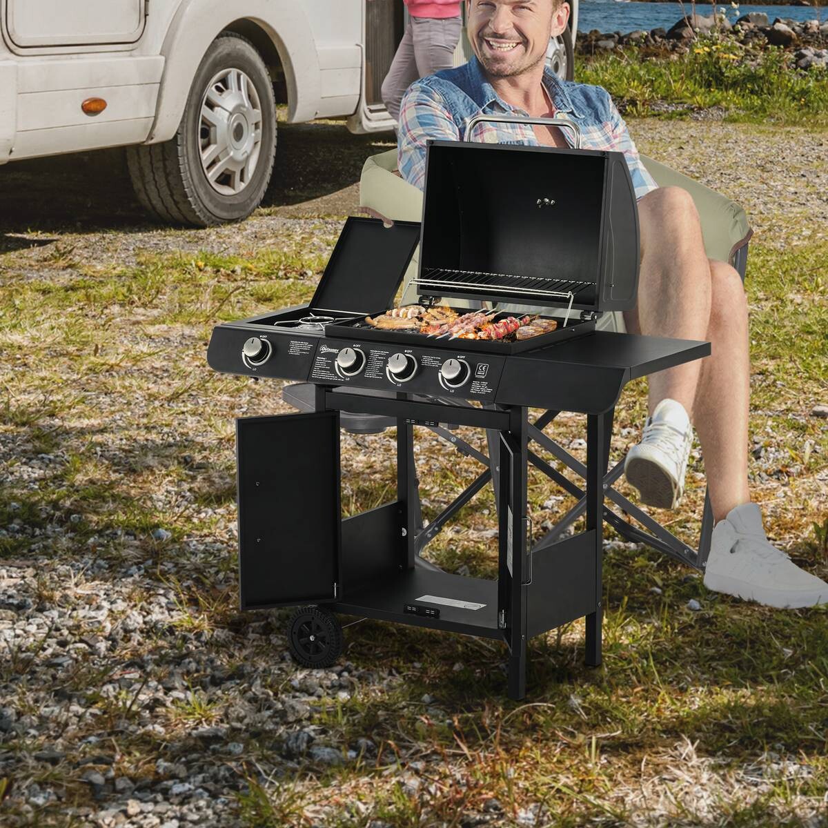 Outsunny Gasgrill Stahl B/H/L: ca. 50x100x110 cm