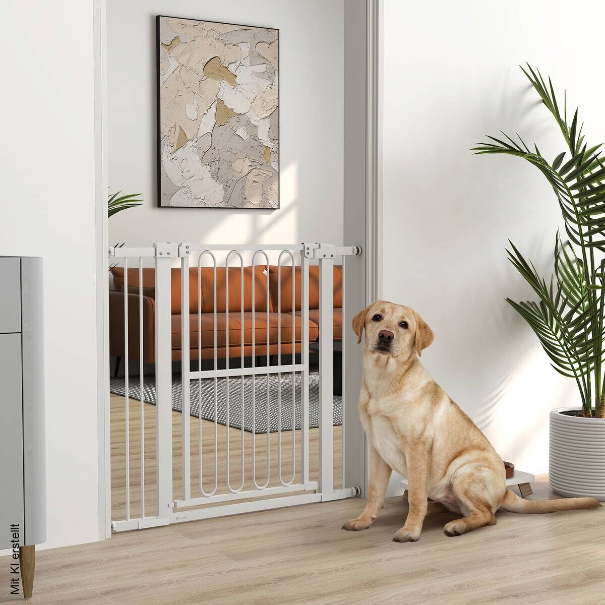 PawHut Türschutzgitter weiß Kunststoff B/H/L: ca. 5x94x104 cm