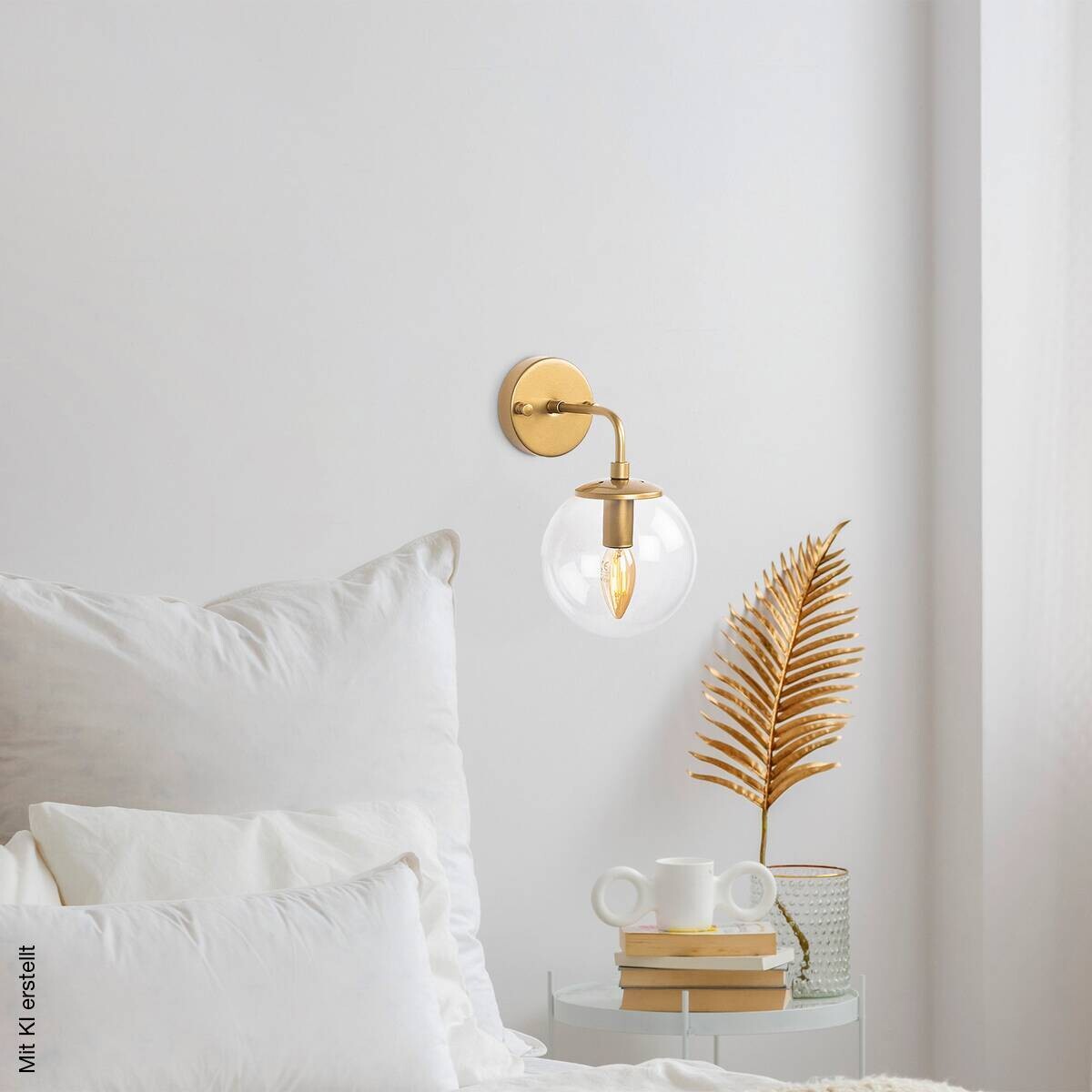 Opviq Wandleuchte gold Metall Glas B/H/L: ca. 21x27x15 cm E14 1 Brennstellen