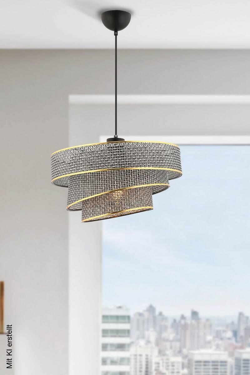Opviq Pendelleuchte Couper grau gold Baumwolle Metall B/H/L: ca. 40x72x40 cm E27 1 Brennstellen