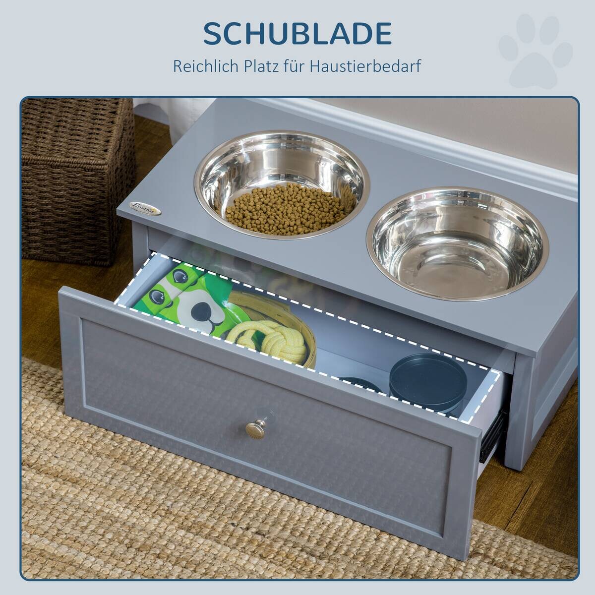 PawHut Hunde-Zubehör grau MDF B/H/L: ca. 30x60x24 cm