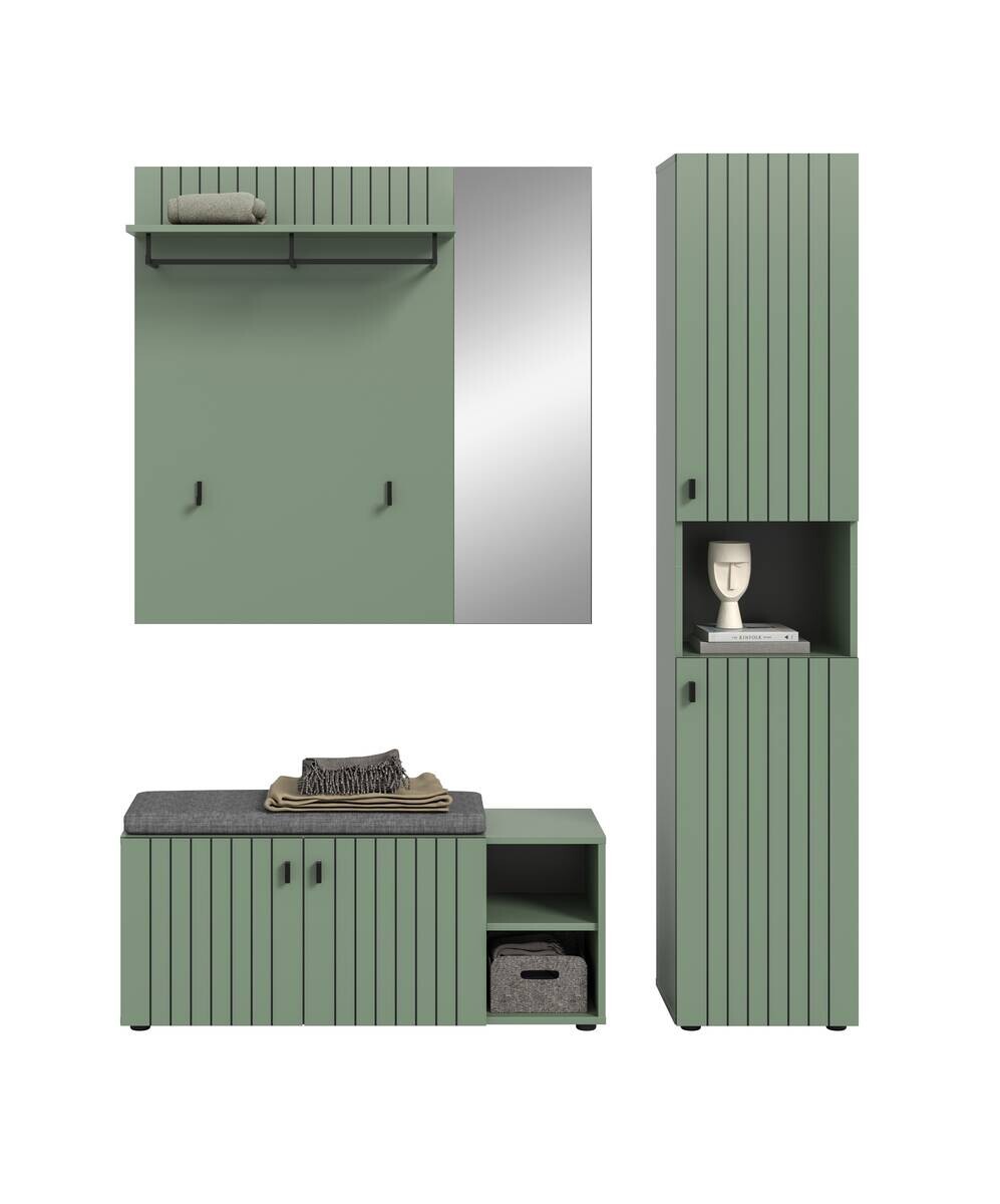 Garderobenset STATION grün B/H/T: ca. 161x192x37 cm