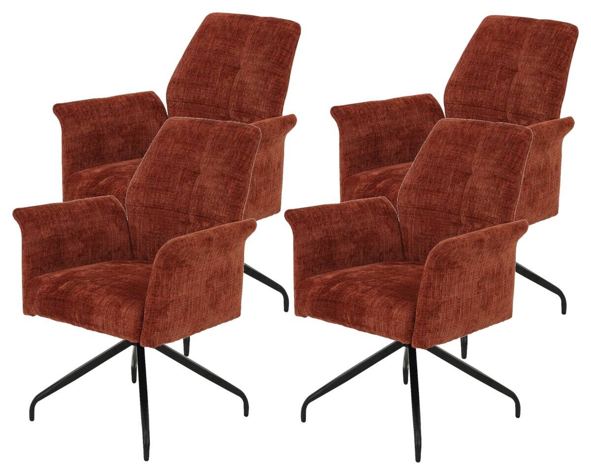 Armlehnstuhl Viktoria, 4er-Set Copper Microfaser Webstoff B/H/T: ca. 71x93x68 cm