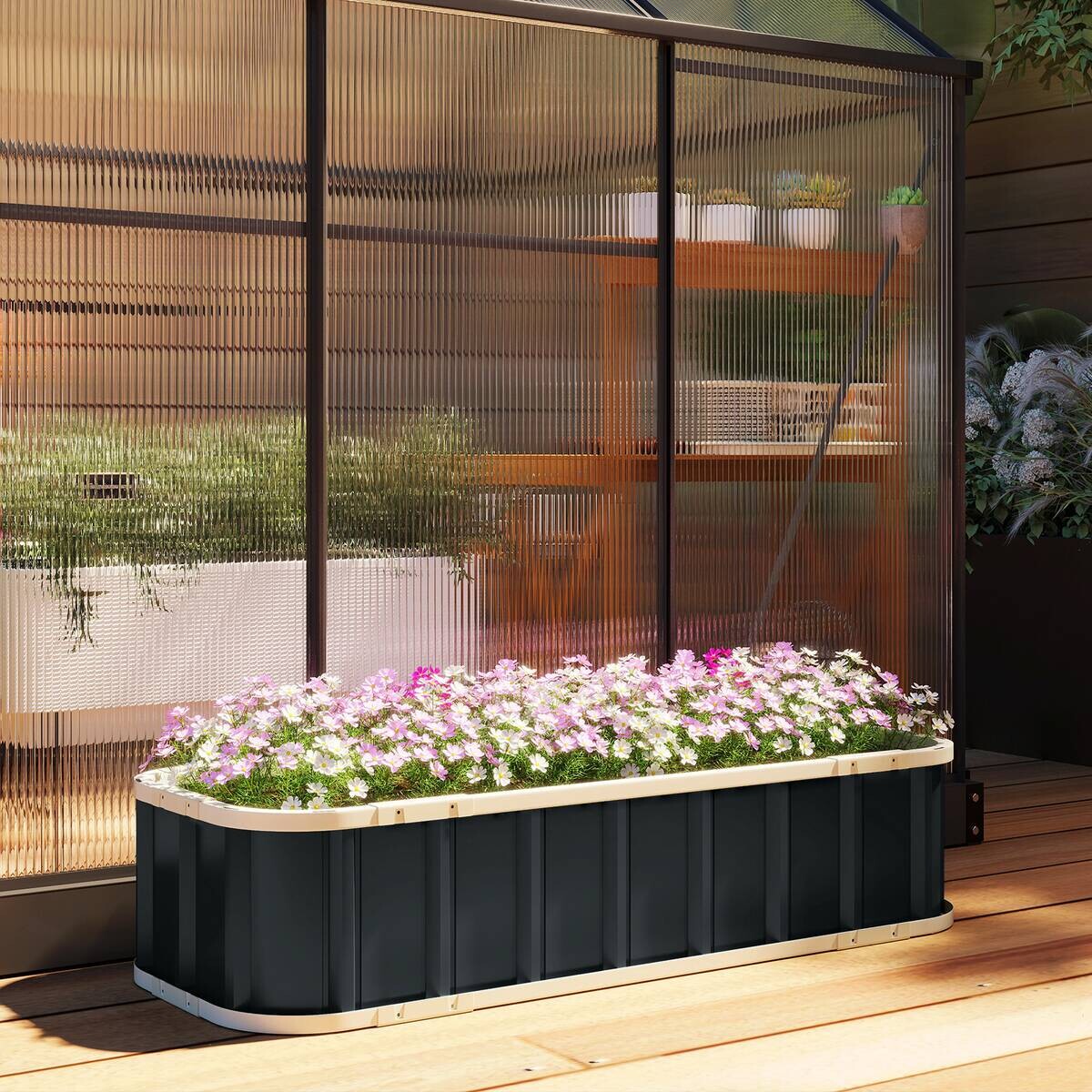 Outsunny Hochbeet dunkelgrau B/H/T/L: ca. 52x31x52x136 cm