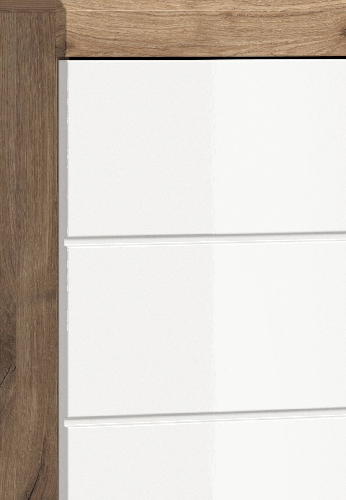 Hochschrank Wave Oak Nachbildung weiß Hochglanz B/H/T: ca. 37x191x31 cm