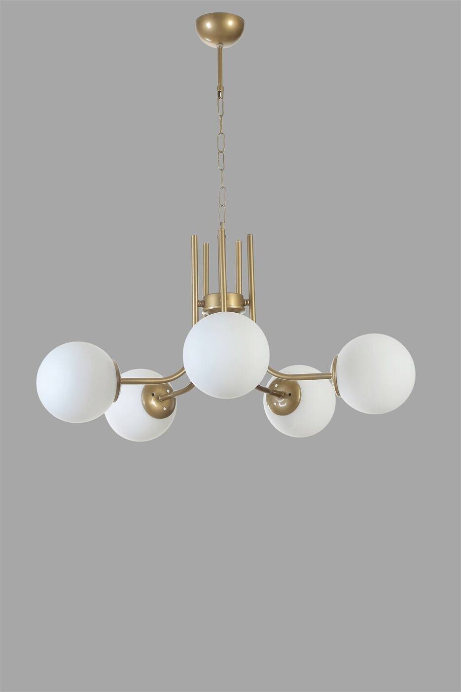 Pendelleuchte weiß gold Glas Metall B/H/L/D: ca. 65x70x65x65 cm E27 1 Brennstellen