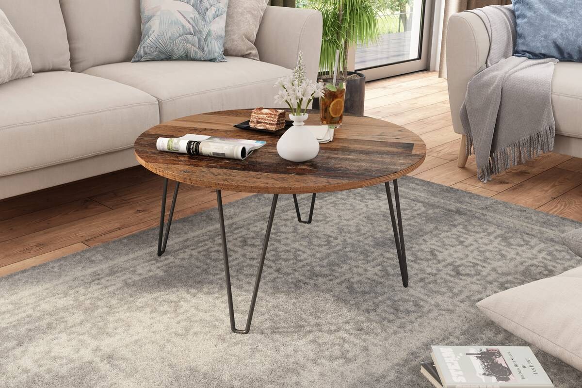 Couchtisch FLAIR Eiche Old Wood Nachbildung schwarz pulverbeschichtet