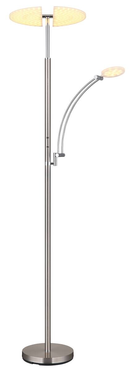 GLOBO Stehlampe nickel matt Chrom Kunststoff Metall B/H/T: ca. 80x183x40,5 cm 1 Brennstellen